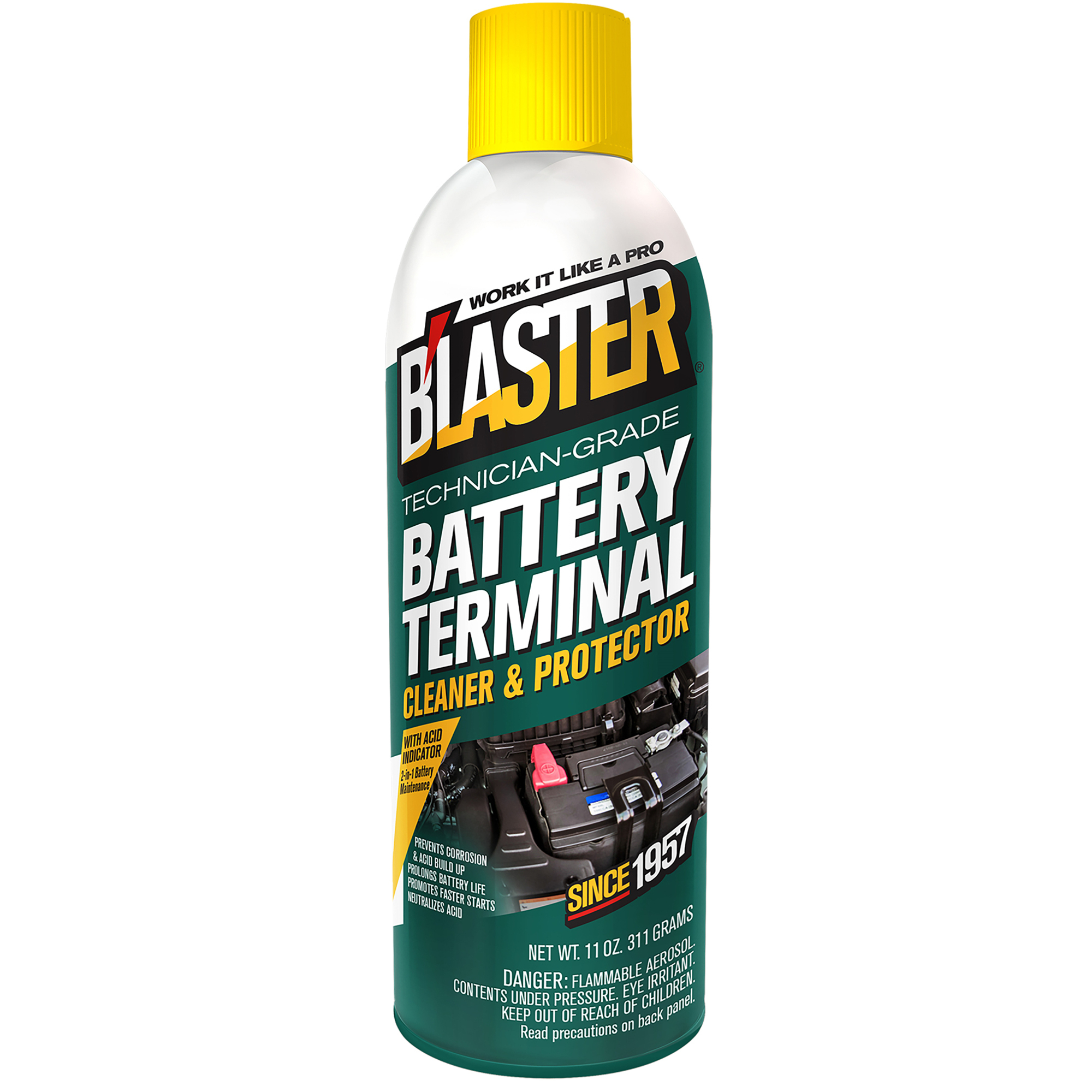 B'laster 11-Oz. 2-in-1 Battery Terminal Cleaner + Protector, Technician-Grade, Model# 16-BTCAP/6